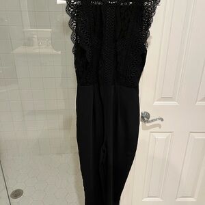 Lush Black Lace Jumpsuit - Size Small